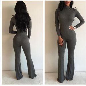 Women Turtleneck Wide Leg Casual Jumpsuit